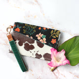 Floral and Faux Leather Clutch