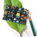 Floral and Faux Leather Clutch