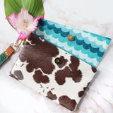 Floral and Faux Leather Clutch