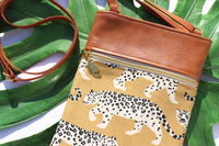 Gold Cheetah and Leather Handmade Purse