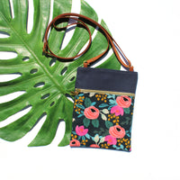 Navy and Pink Floral Handmade Purse