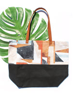 Abstract Canvas Colorblock Tote