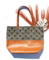 Geometric Canvas and Leather Colorblock Tote