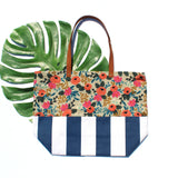 Floral and Cabana Stripe Tote Bag - Rifle Paper Co. Floral Tote