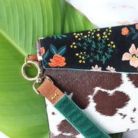 Floral and Faux Leather Clutch